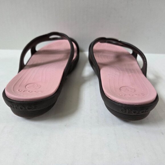 Crocs Sanrah Circle Slides Womens 6 Brown Pink Slip On Sandals - Picture 7 of 9